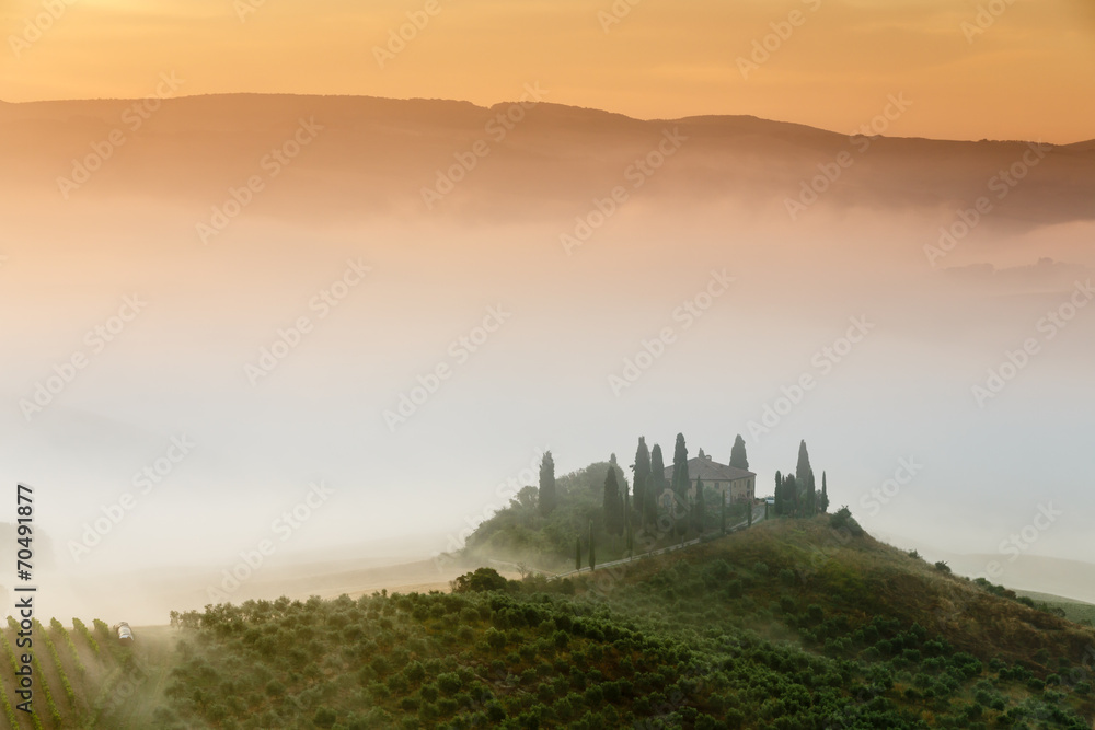 Foggy morning in Tuscany