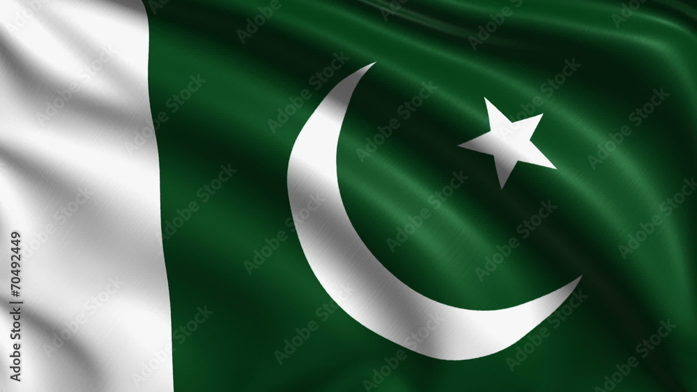 Pakistan flag with fabric structure; looping Pakistan flag with fabric structure; looping