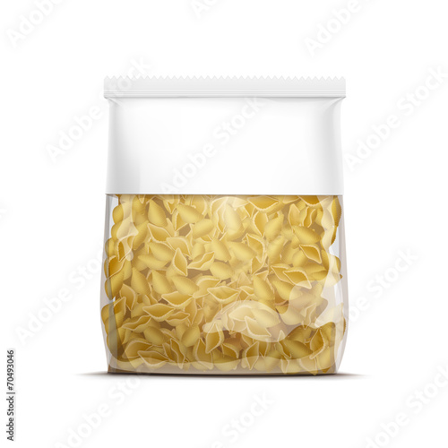 Vector Pasta Shells Packaging Template Isolated