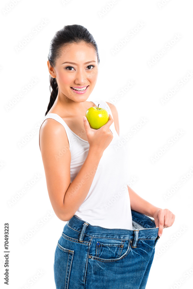 Asian woman losing weight with diet Asian woman losing weight with diet