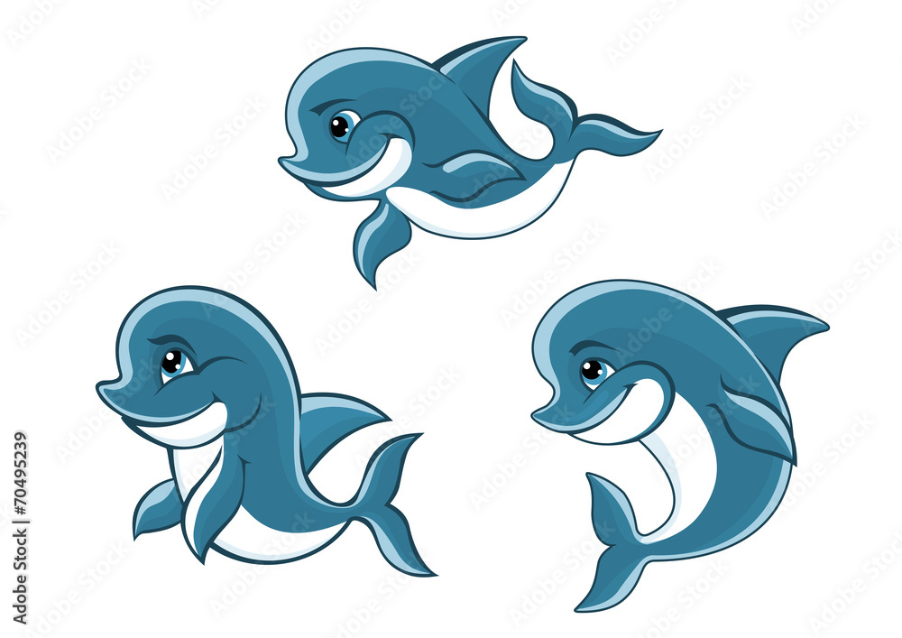 Cartoon little blue dolphins Cartoon little blue dolphins