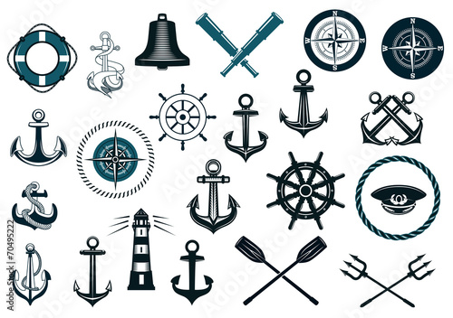 Set of nautical icons photo
