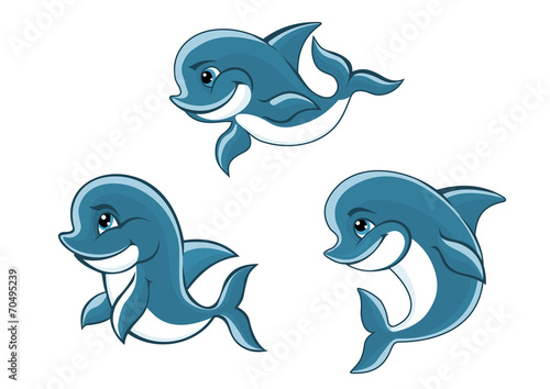 Cartoon little blue dolphins