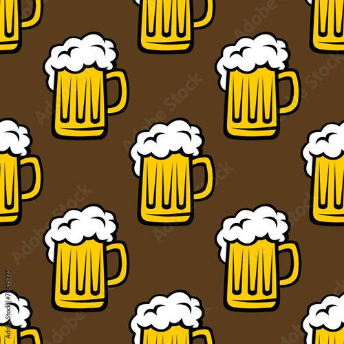 Beer tankards seamless pattern