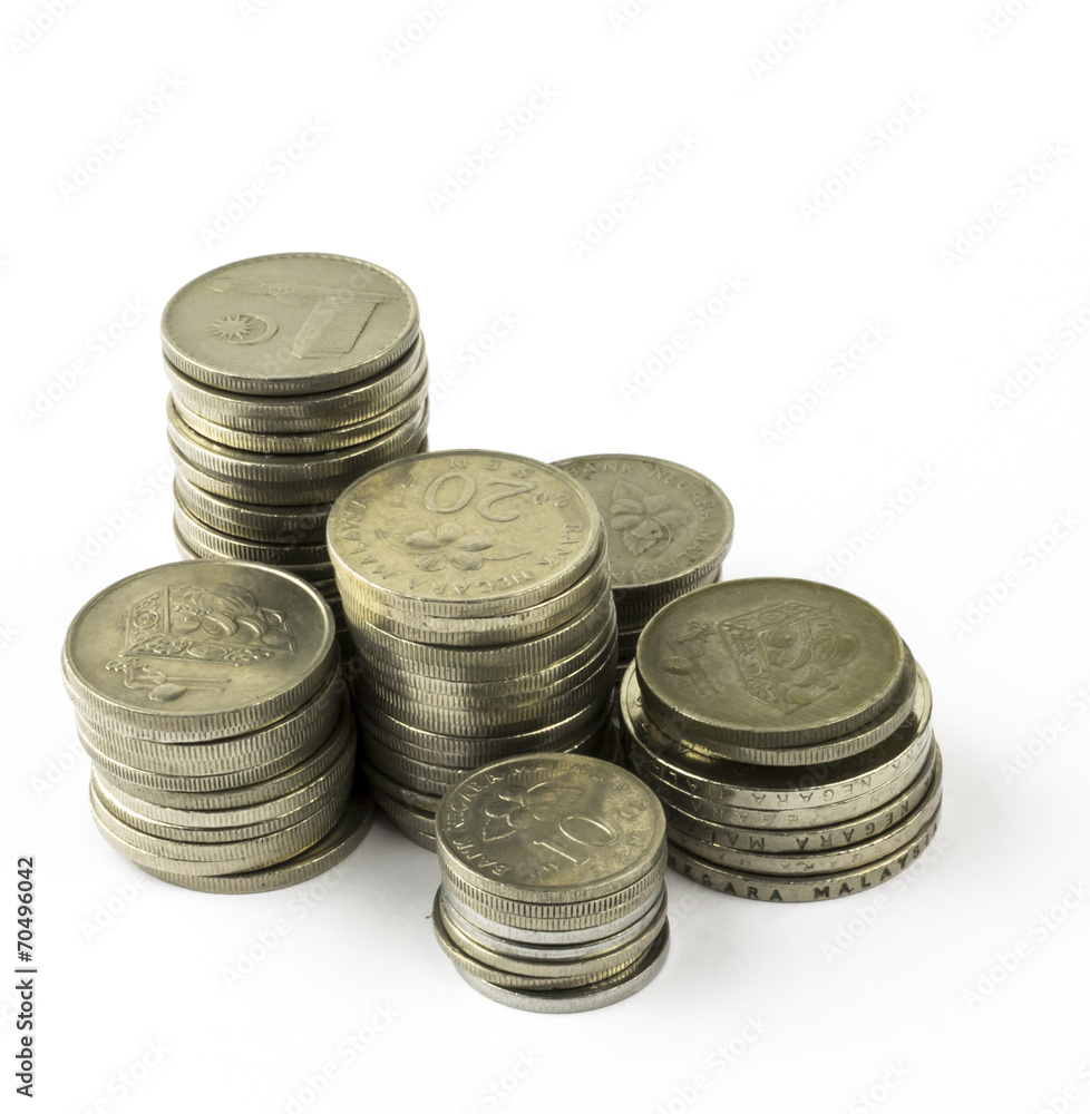 Stack of coins isolated on white Stack of coins isolated on white