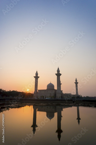 Silhouette mosque at sunrise