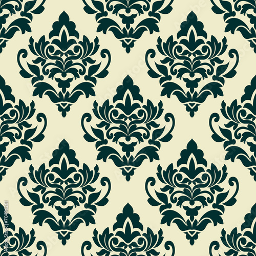 Floral green damask seamless pattern