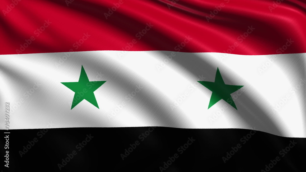 flag of Syrian Arab Republic with fabric structure; looping flag of Syrian Arab Republic with fabric structure; looping