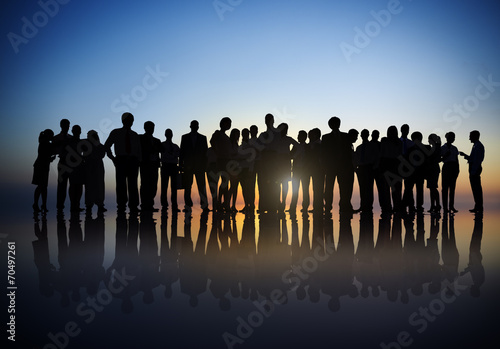 Silhouettes of Business People Outdoors