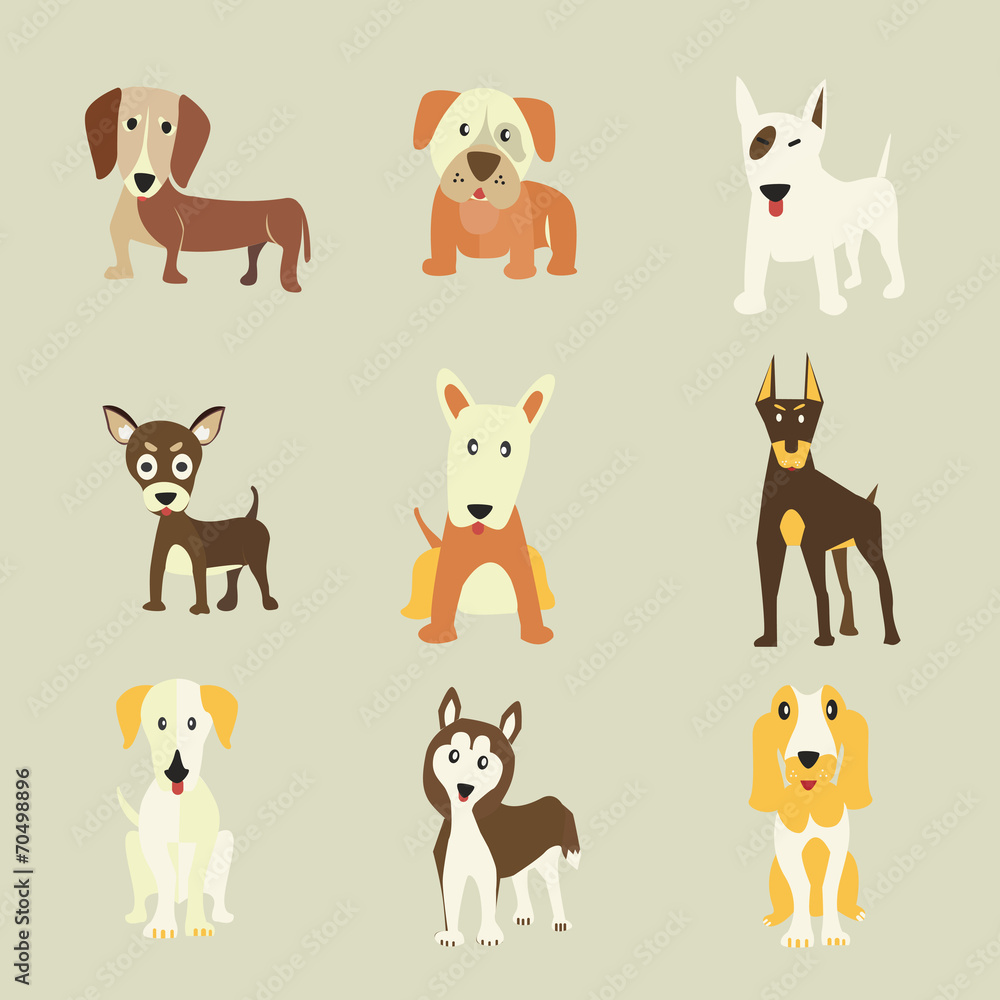 Set of Dogs icons vector