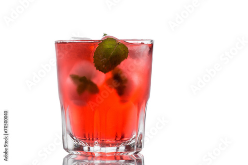 Red cocktail with mint isolated