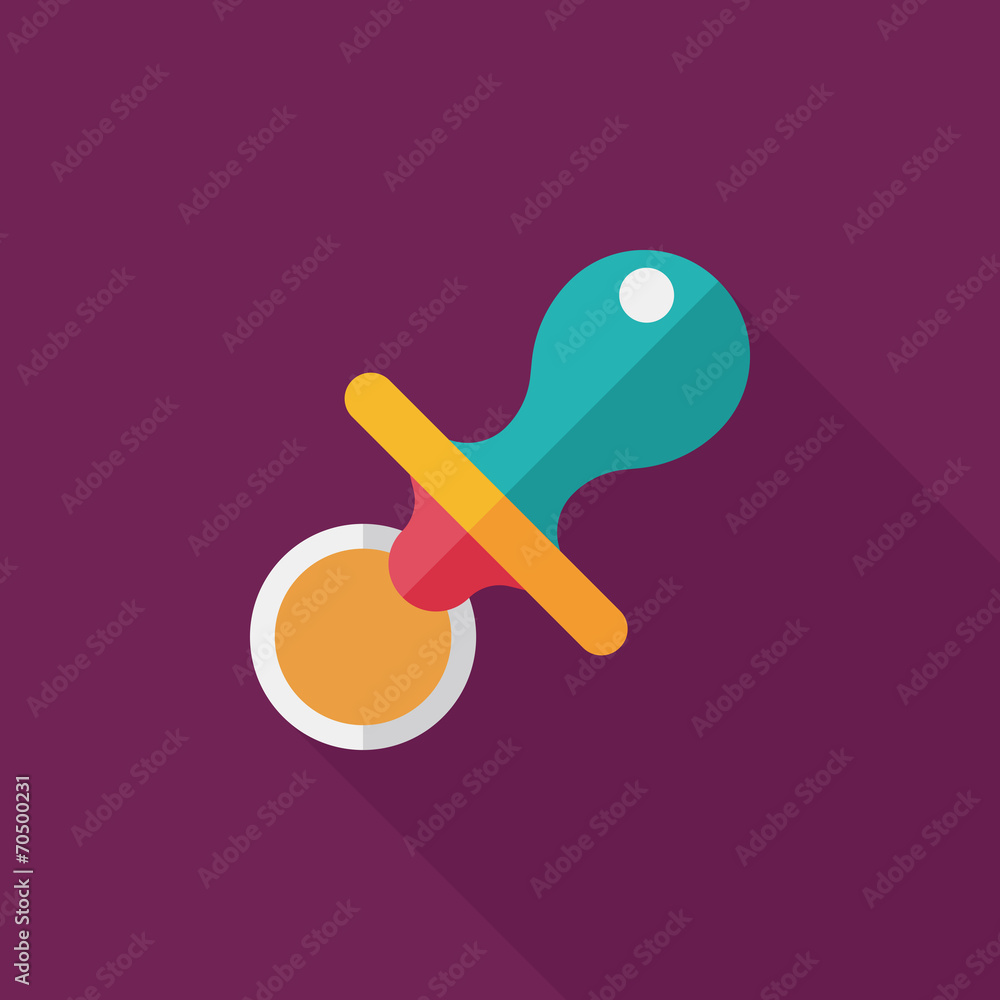 Baby's dummy flat icon with long shadow,EPS 10