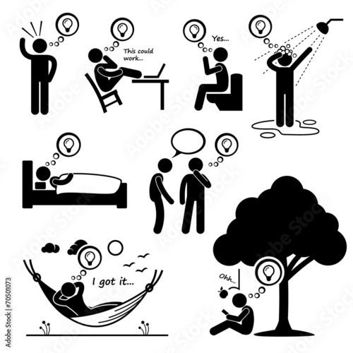 Man Thought of New Idea Stick Figure Pictogram Icons