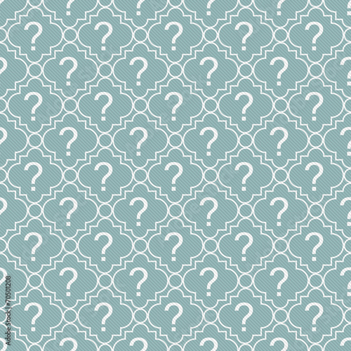 Teal and White Question Mark Symbol Pattern Repeat Background