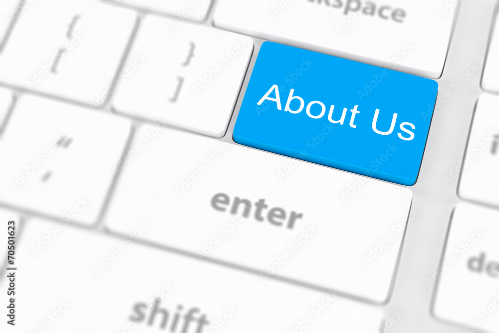 concepts of 'about us', message on keyboard enter key. concepts of 'about us', message on keyboard enter key.