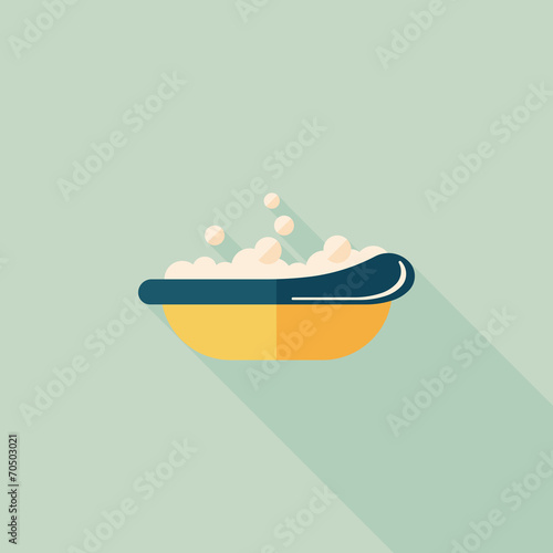 baby bath baby flat icon with long shadow,eps10