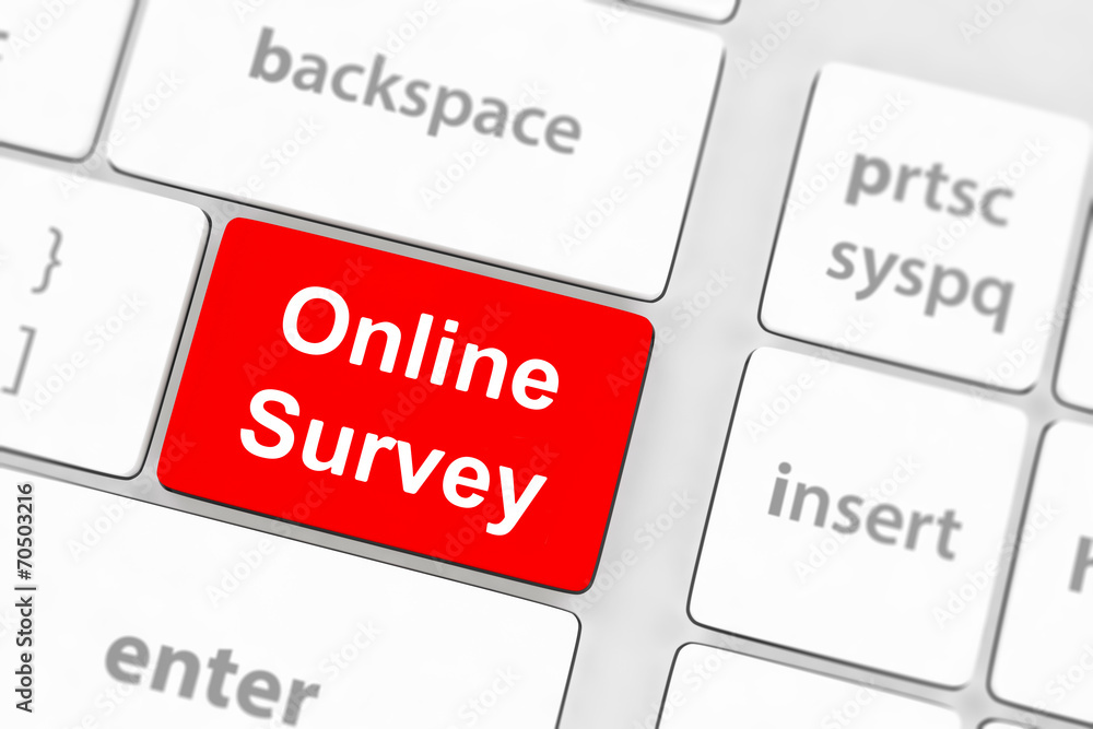 On line survey key on keyboard On line survey key on keyboard