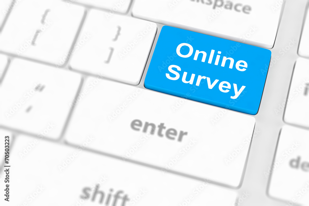 On line survey key on keyboard On line survey key on keyboard