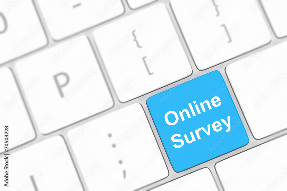 On line survey key on keyboard On line survey key on keyboard