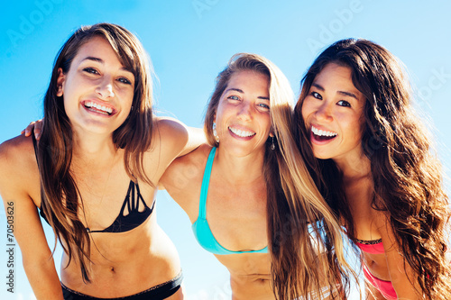 Group of Pretty Girls in Bikinis, Best Friends