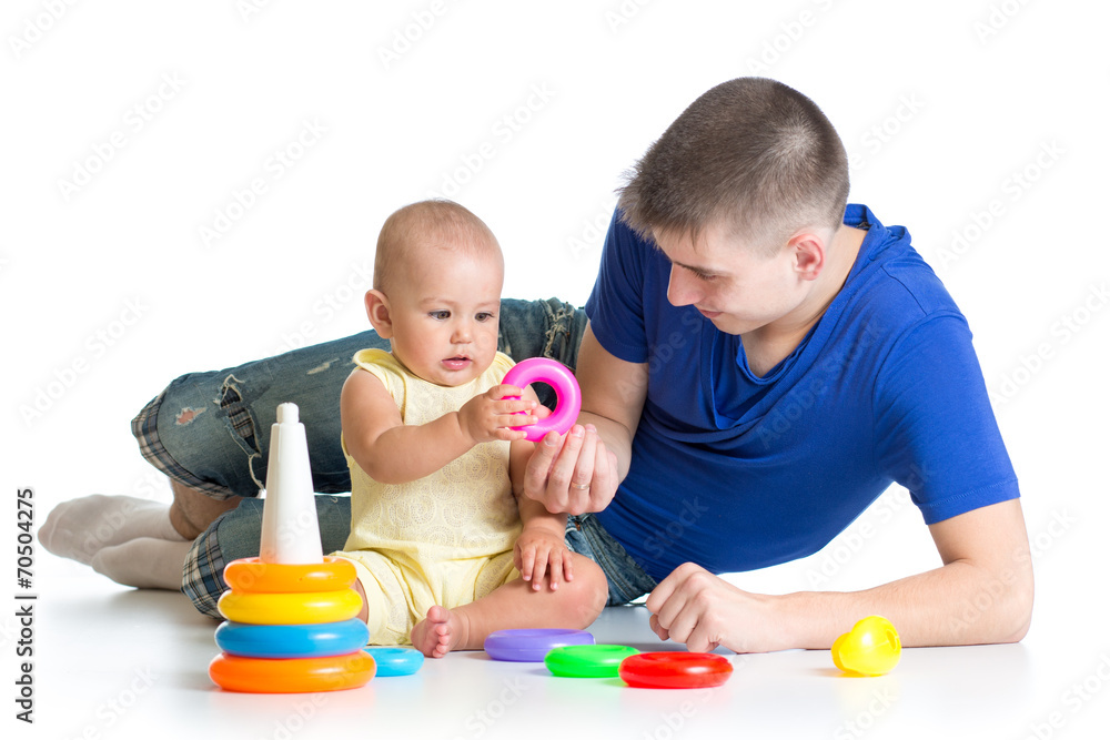 happy baby and dad play together happy baby and dad play together