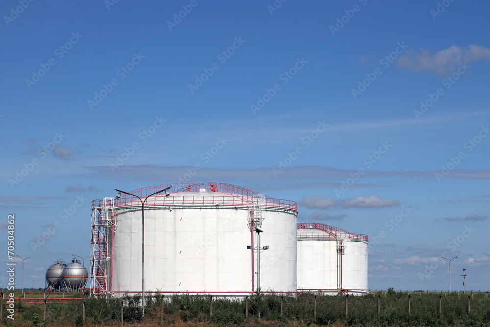 petrochemical plant oil tanks on field petrochemical plant oil tanks on field