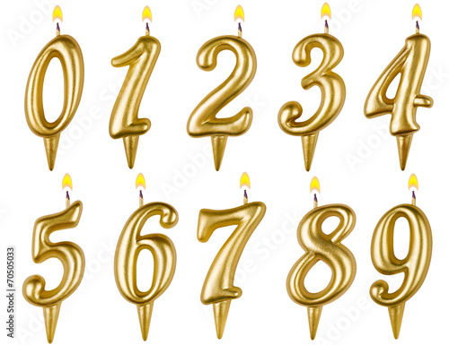 Birthday candles number set isolated on white background