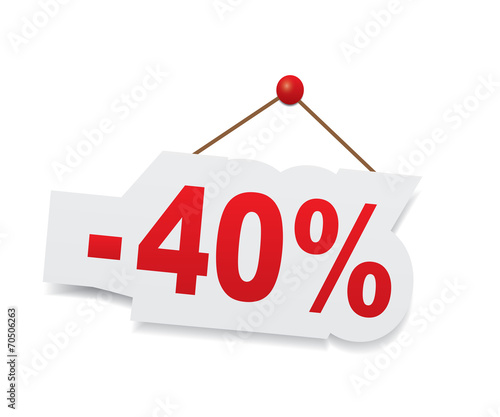 Red forty percent off. Discount 40%.