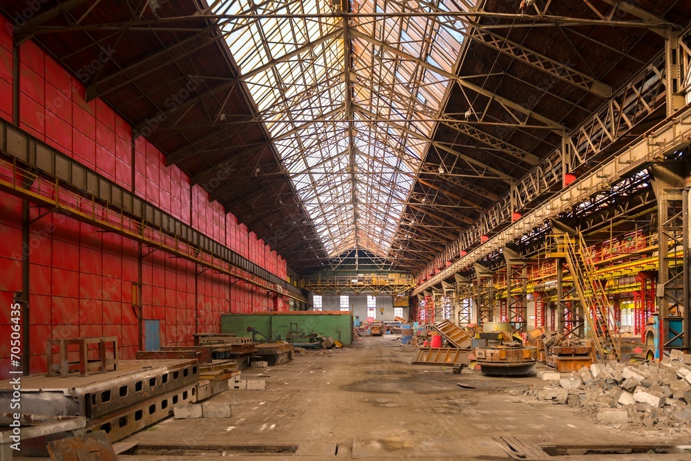 Fototapeta premium Electricity distribution hall in metal industry