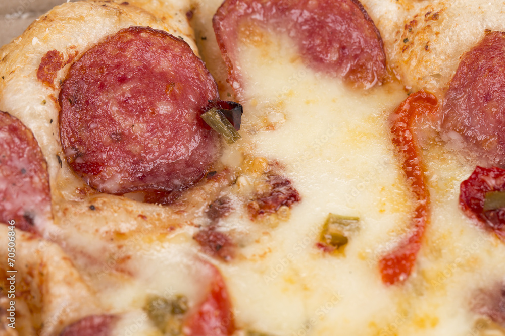 Close up of appetizing pizza macro. Close up of appetizing pizza macro.