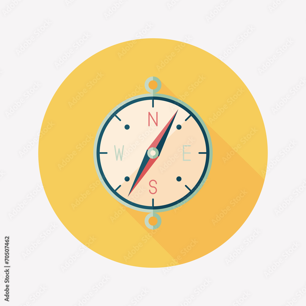 compass flat icon with long shadow compass flat icon with long shadow