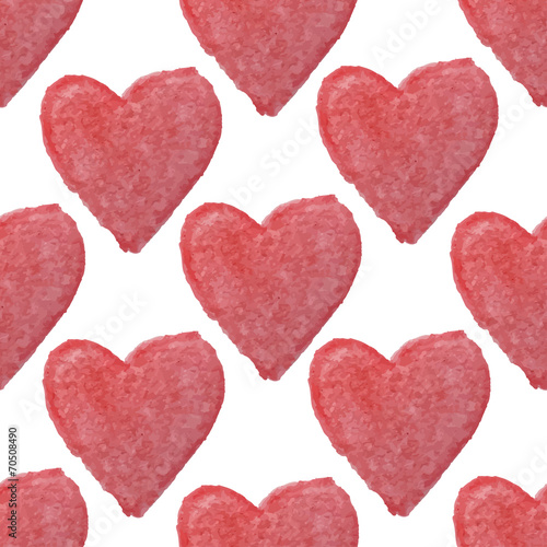 Watercolor seamless pattern with hearts. Vector illustration