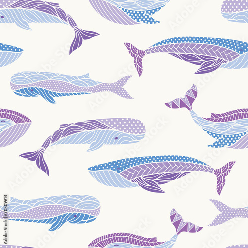Whales seamless pattern