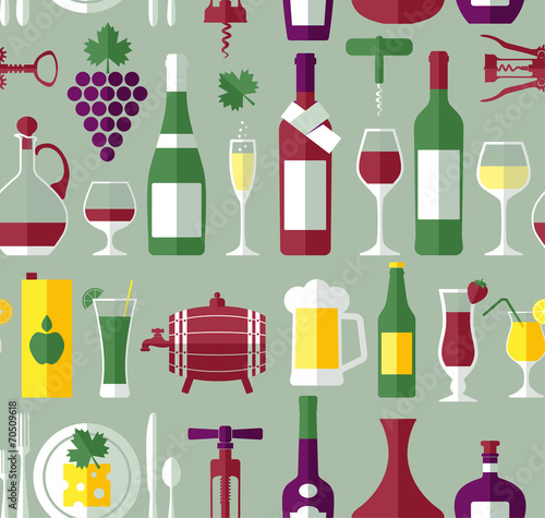 Seamless wine pattern.Flat design.