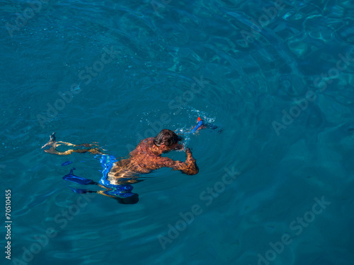 Man snorkeling in the sea