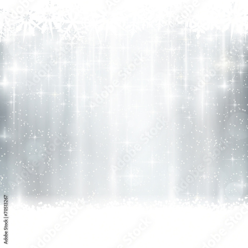Silver winter, Christmas background with light effects