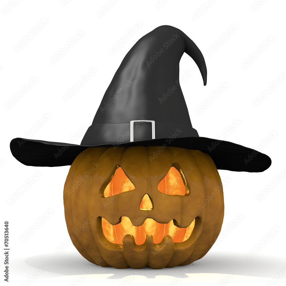 zucca di halloween con cappello Stock Illustration | Adobe Stock