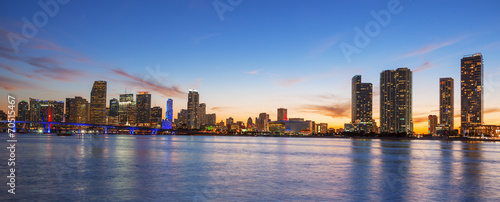 Panoramic view of Miami at sunset