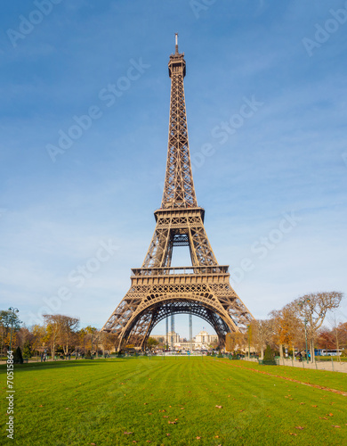 View of the Eiffel tower in Paris.