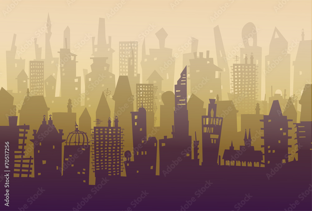 City background with lots of buildings