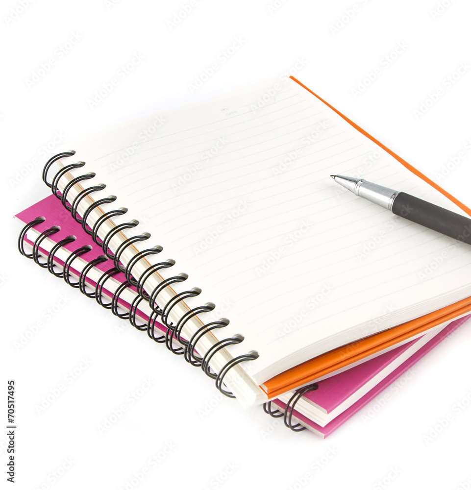 Blank notebook open on white background Blank notebook open on white background
