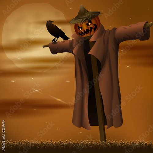 Halloween night evil scarecrow