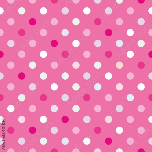 Vector background with polka dots on baby pink background