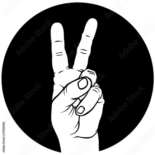 Hand in the sign of victory
