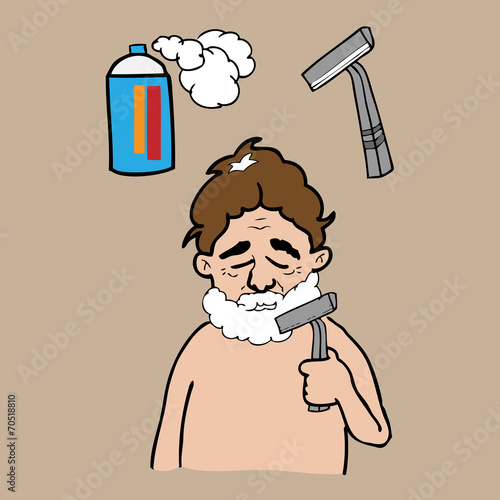 Man shaves beard