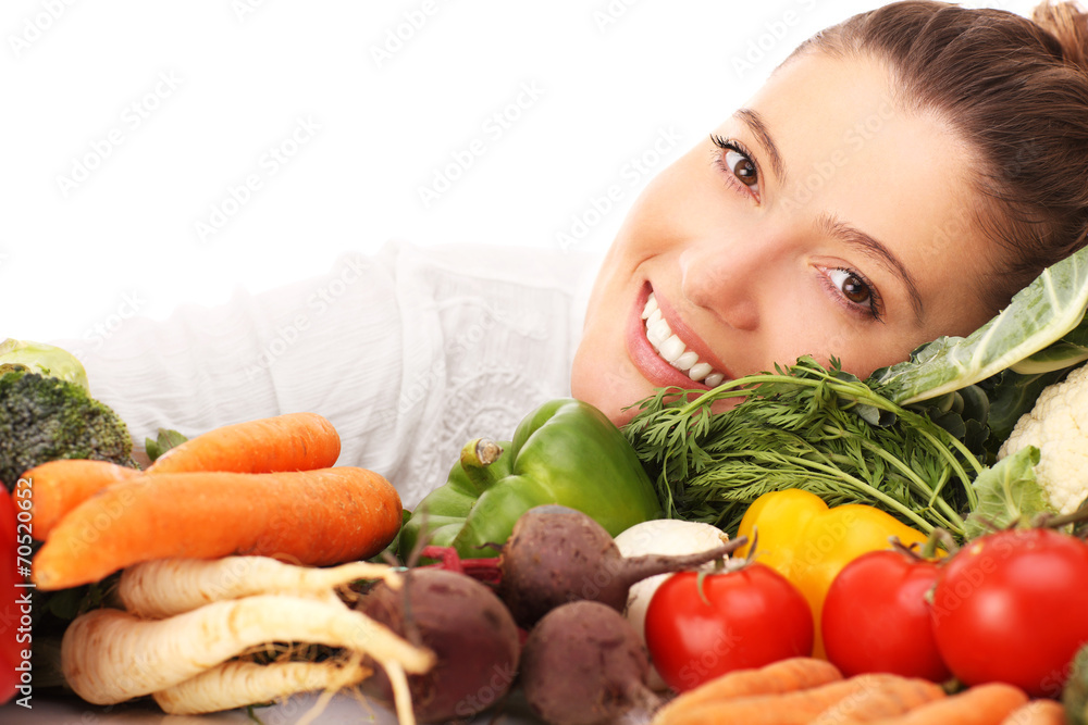 Woman and vegetables Woman and vegetables