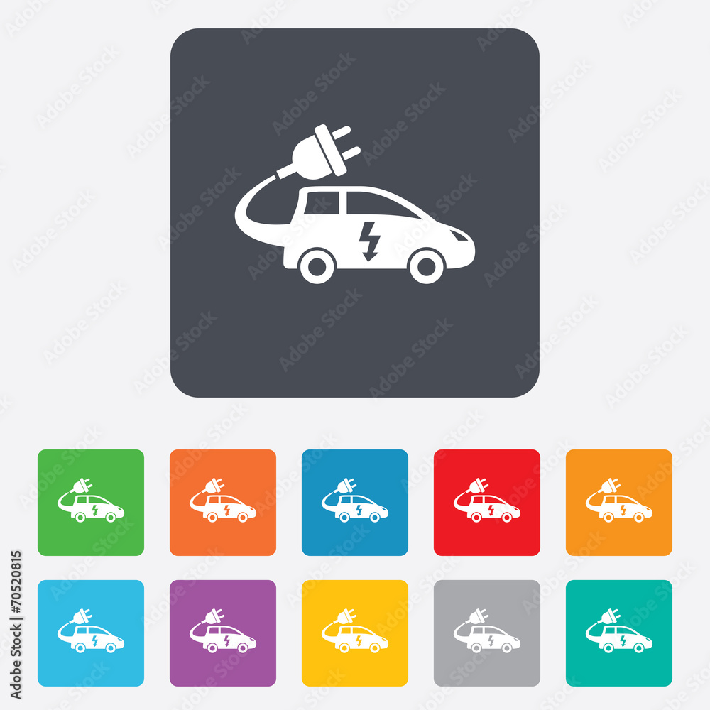 Electric car sign icon. Hatchback symbol. Electric car sign icon. Hatchback symbol.