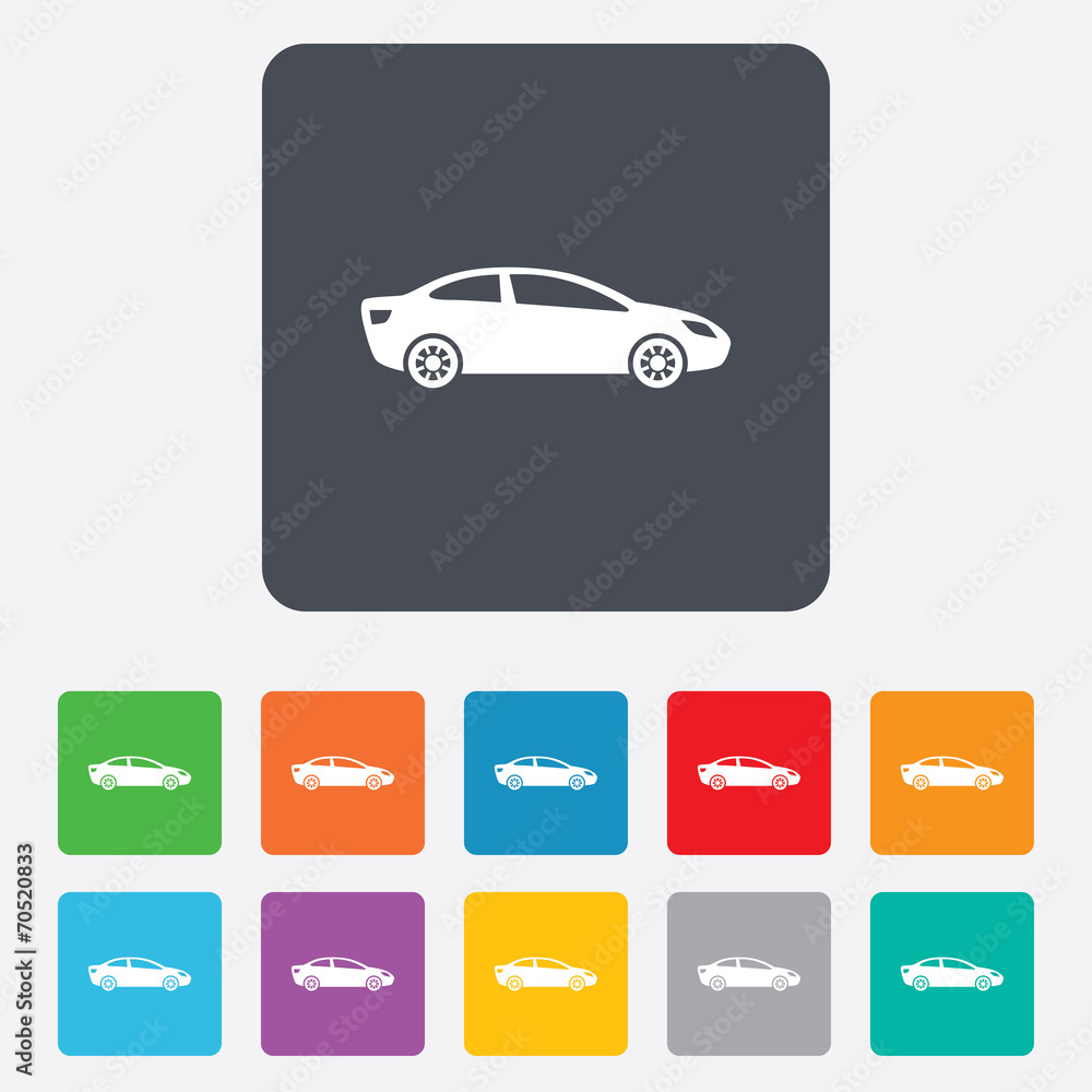 Car sign icon. Sedan saloon symbol. Car sign icon. Sedan saloon symbol.
