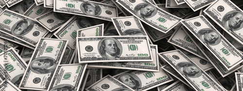 Stack of 100 dollars USA on white background.