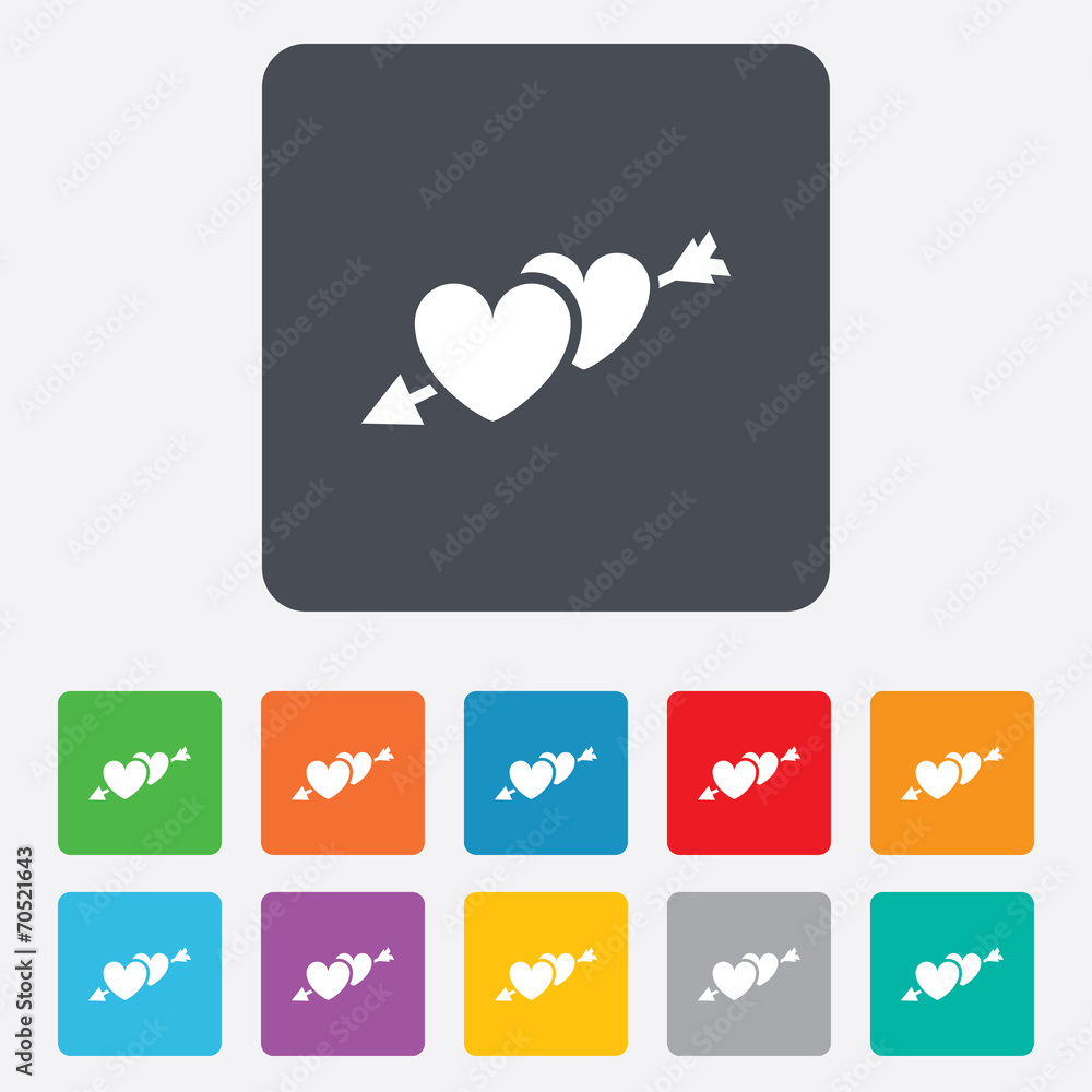 Hearts with arrow sign icon. Love symbol. Hearts with arrow sign icon. Love symbol.